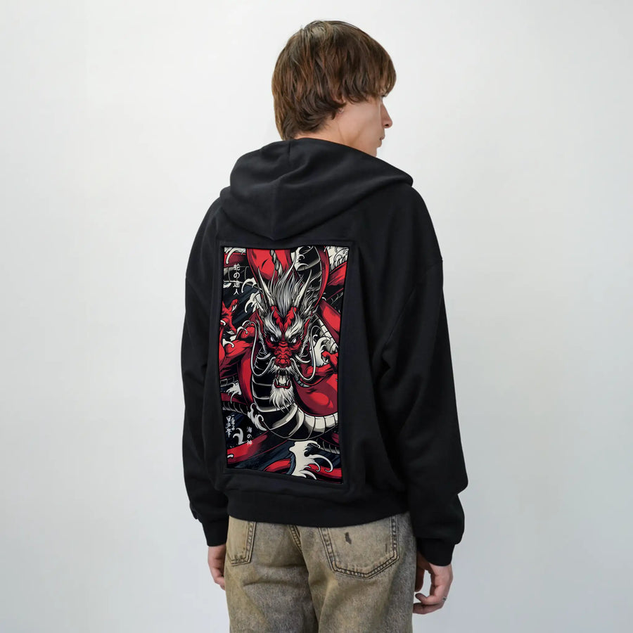 scarletryujin patch on male essential zip hoodie in after hours