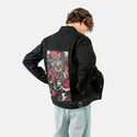 scarletryujin patch on male og denim jacket in raven