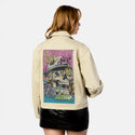 seastheday patch on female atelier canvas jacket in tan