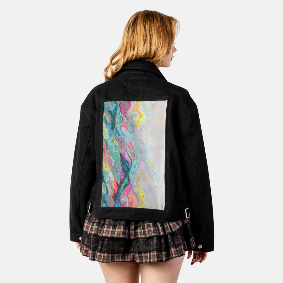 secondrodeo patch on female atelier canvas jacket in nightfall