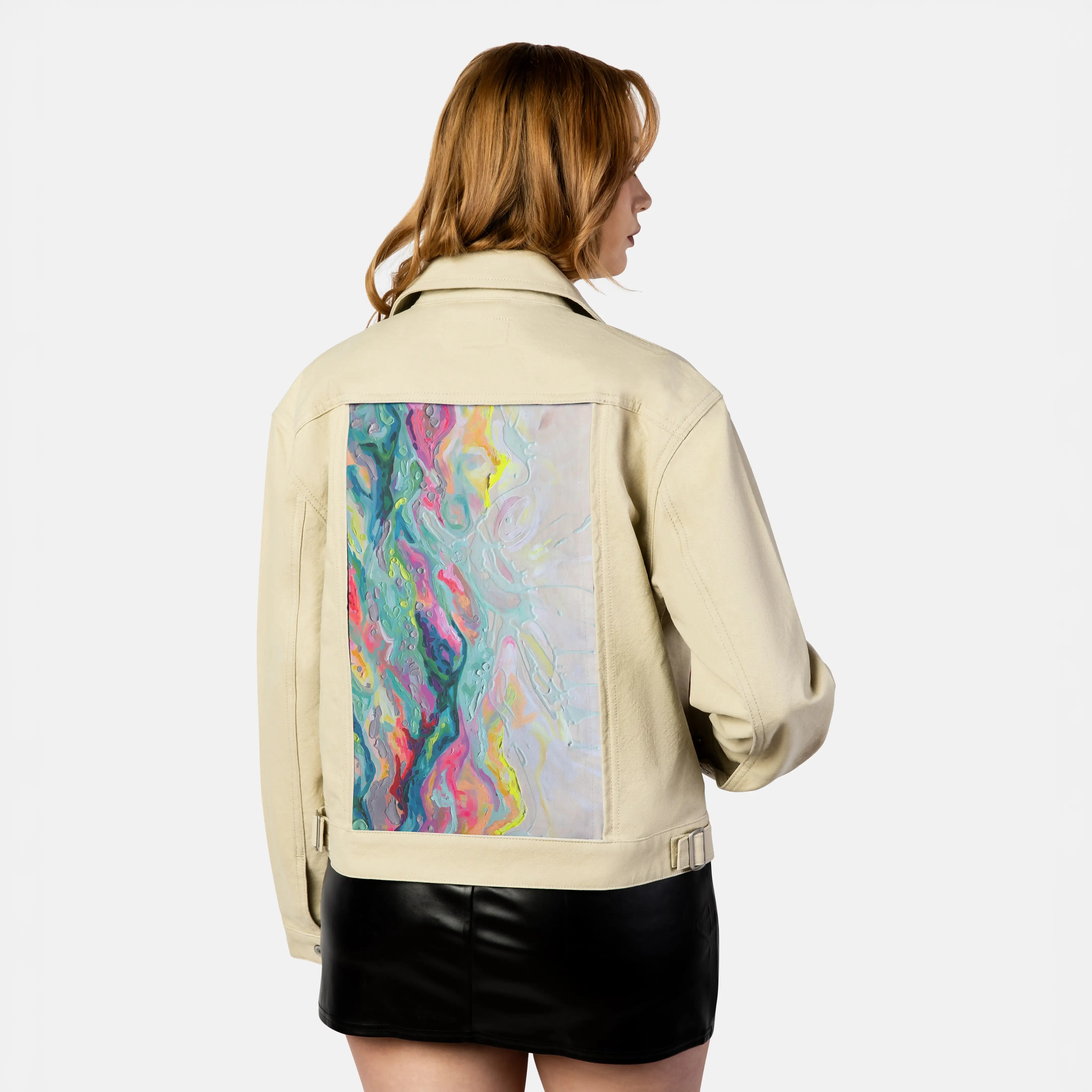 secondrodeo patch on female atelier canvas jacket in tan