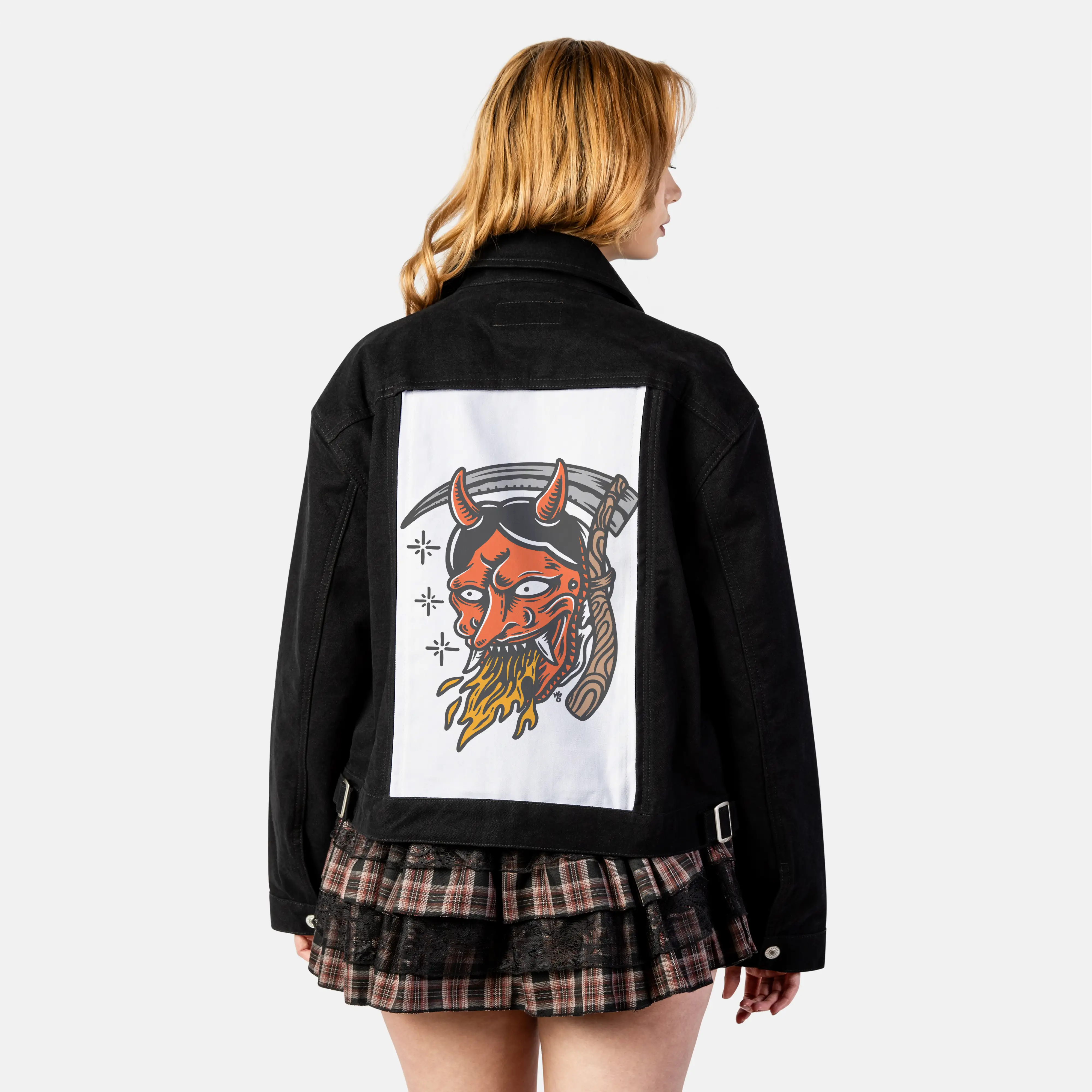 seeyousoon patch on female atelier canvas jacket in nightfall