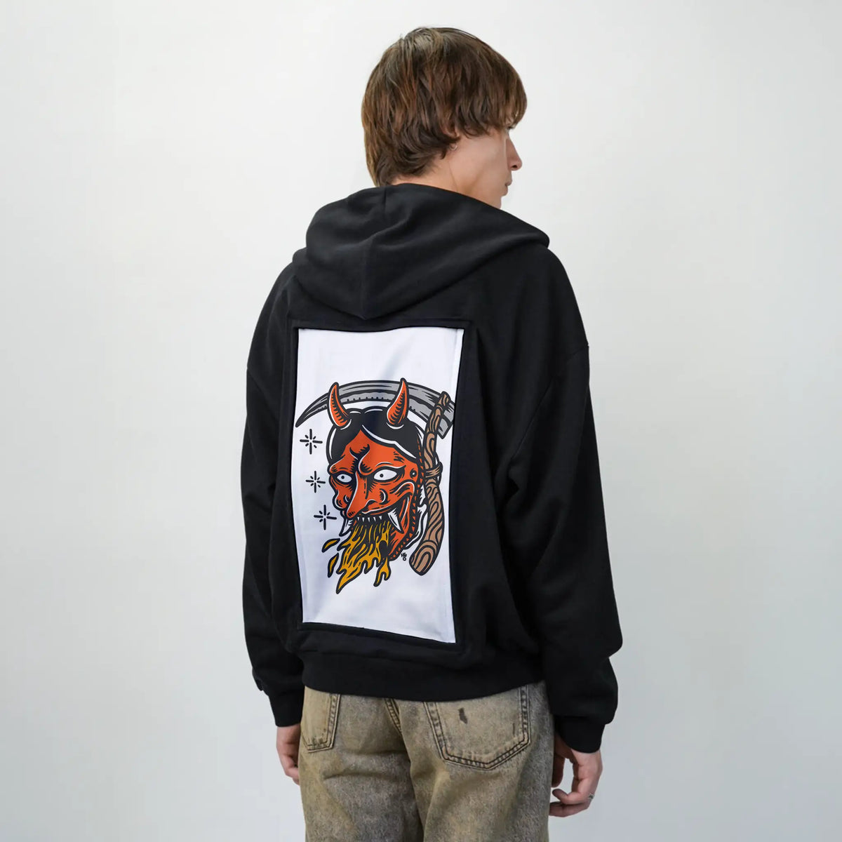 seeyousoon patch on male essential zip hoodie in after hours