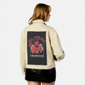 sellyoursoul patch on female atelier canvas jacket in tan