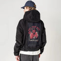 sellyoursoul patch on male retro cord hoodie in onyx