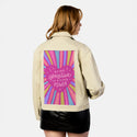 sensitive patch on female atelier canvas jacket in tan