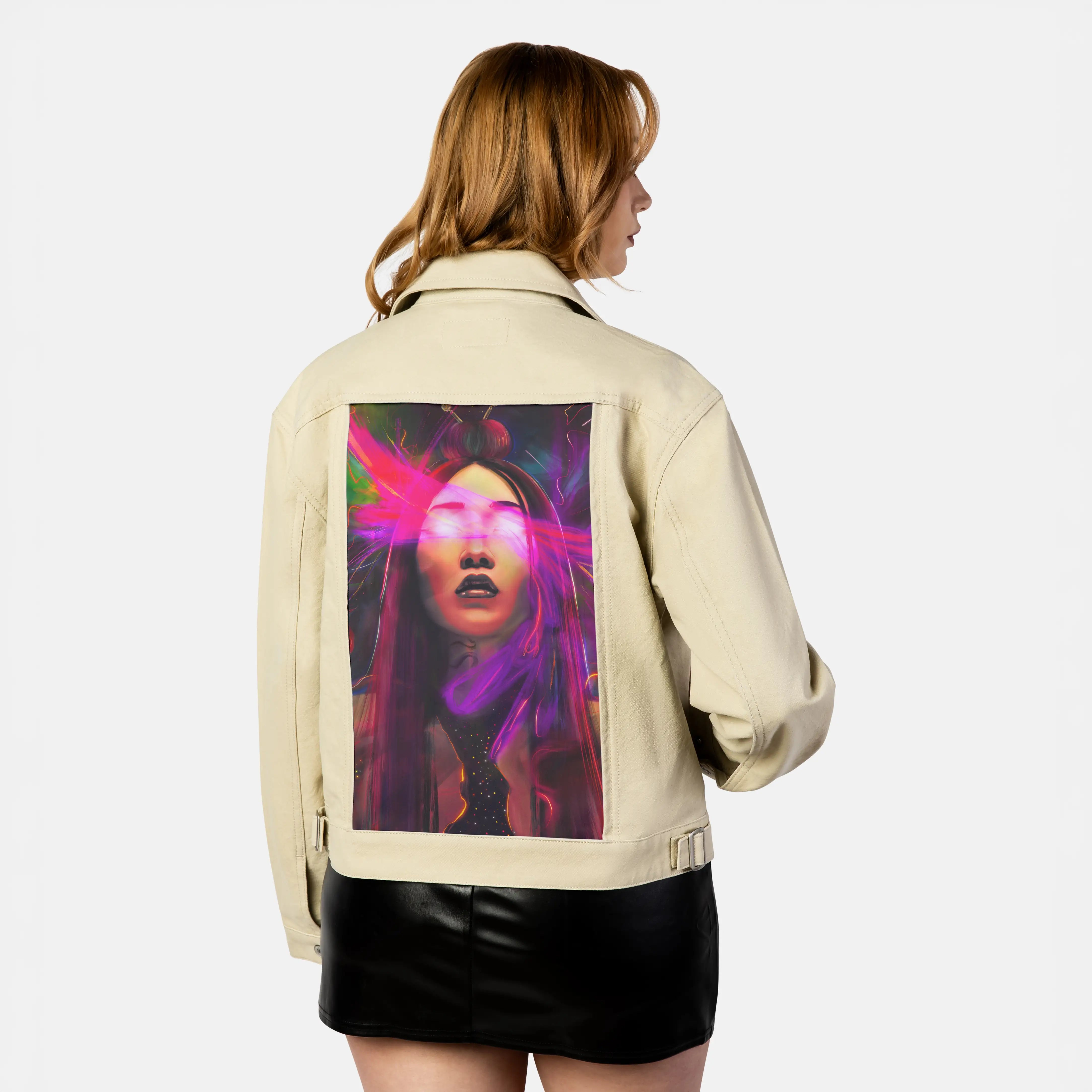 seraphina patch on female atelier canvas jacket in tan
