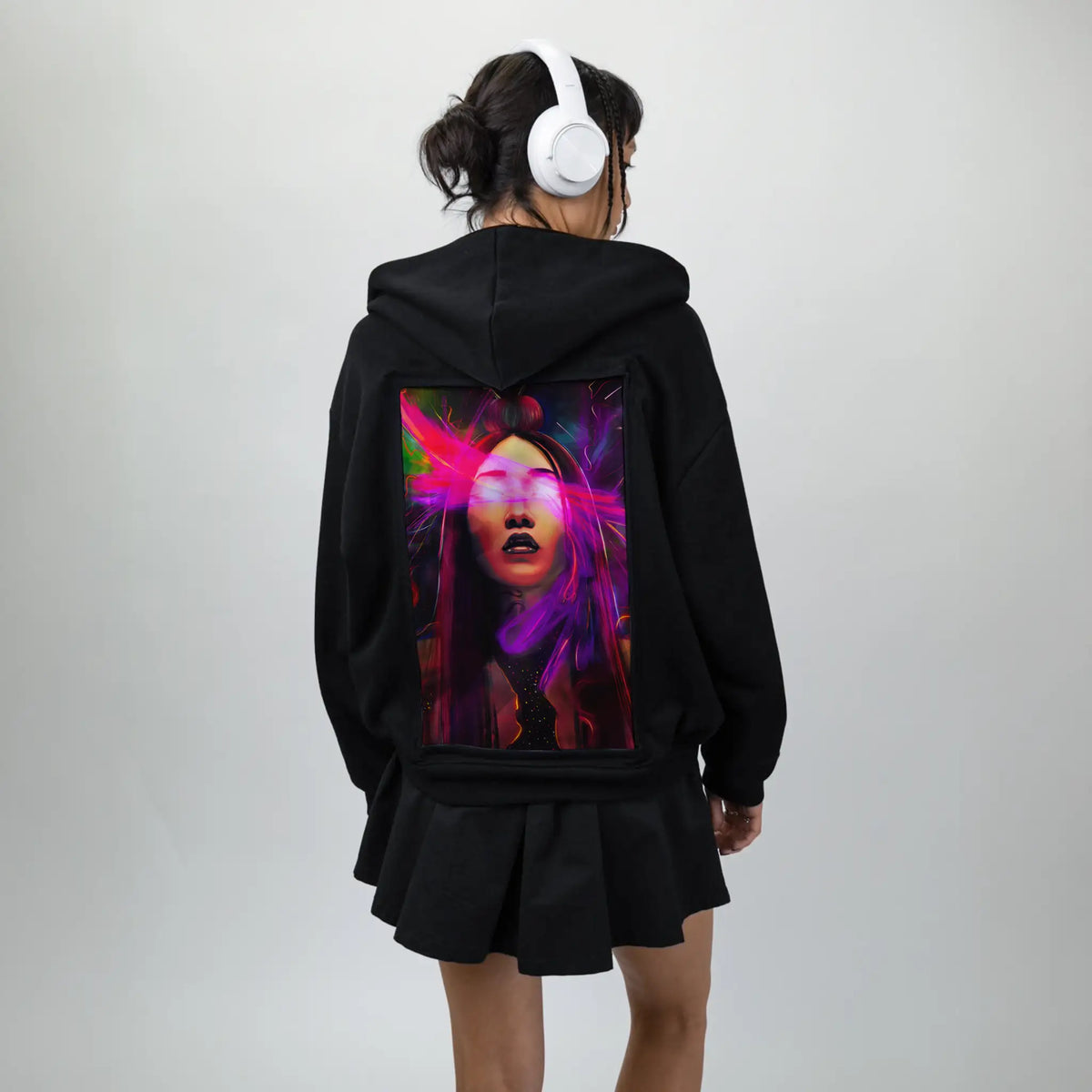 seraphina patch on female essential zip hoodie in after hours