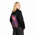 seraphina patch on female og denim jacket in raven