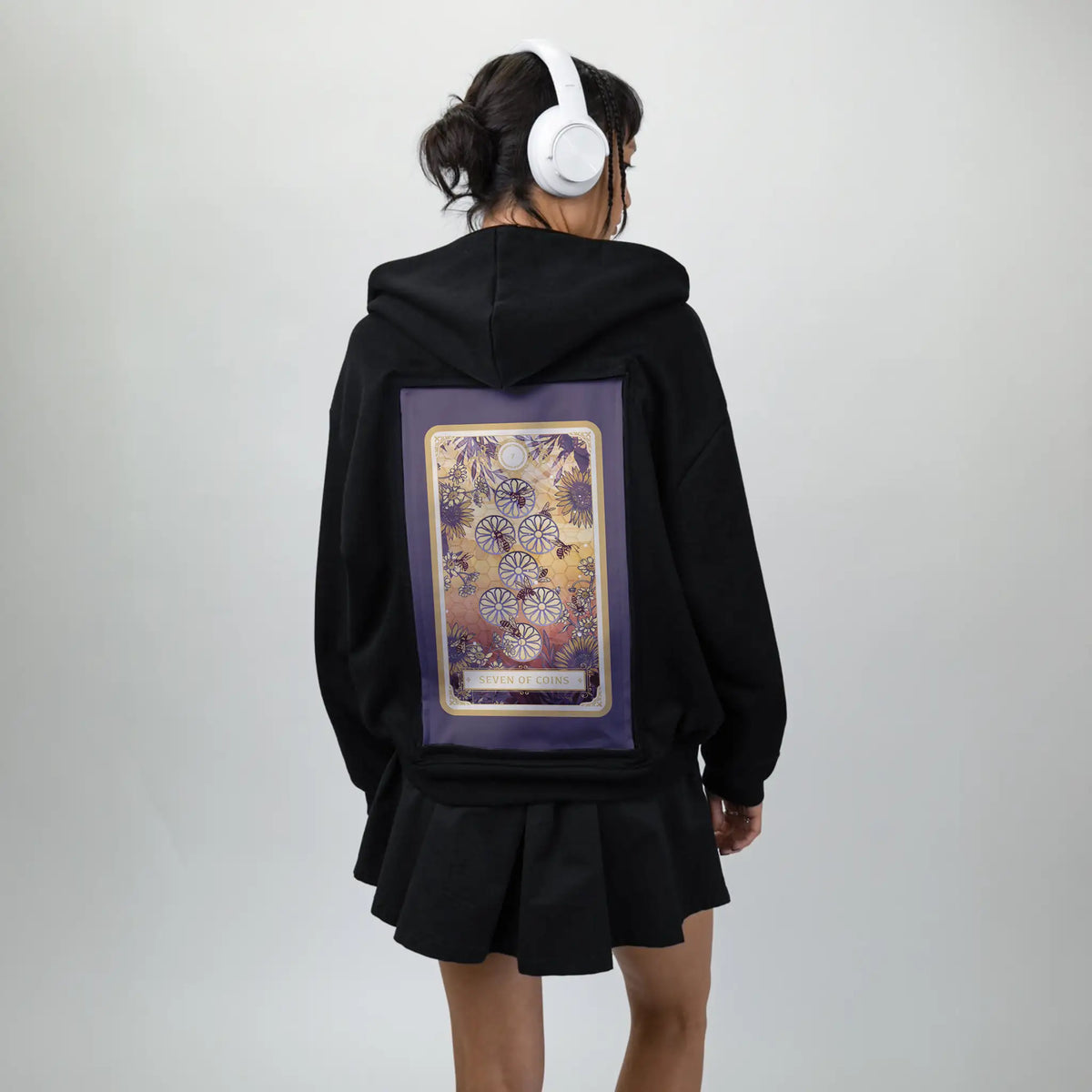 sevenofcoins patch on female essential zip hoodie in after hours