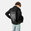 shadowfox patch on male og denim jacket in raven