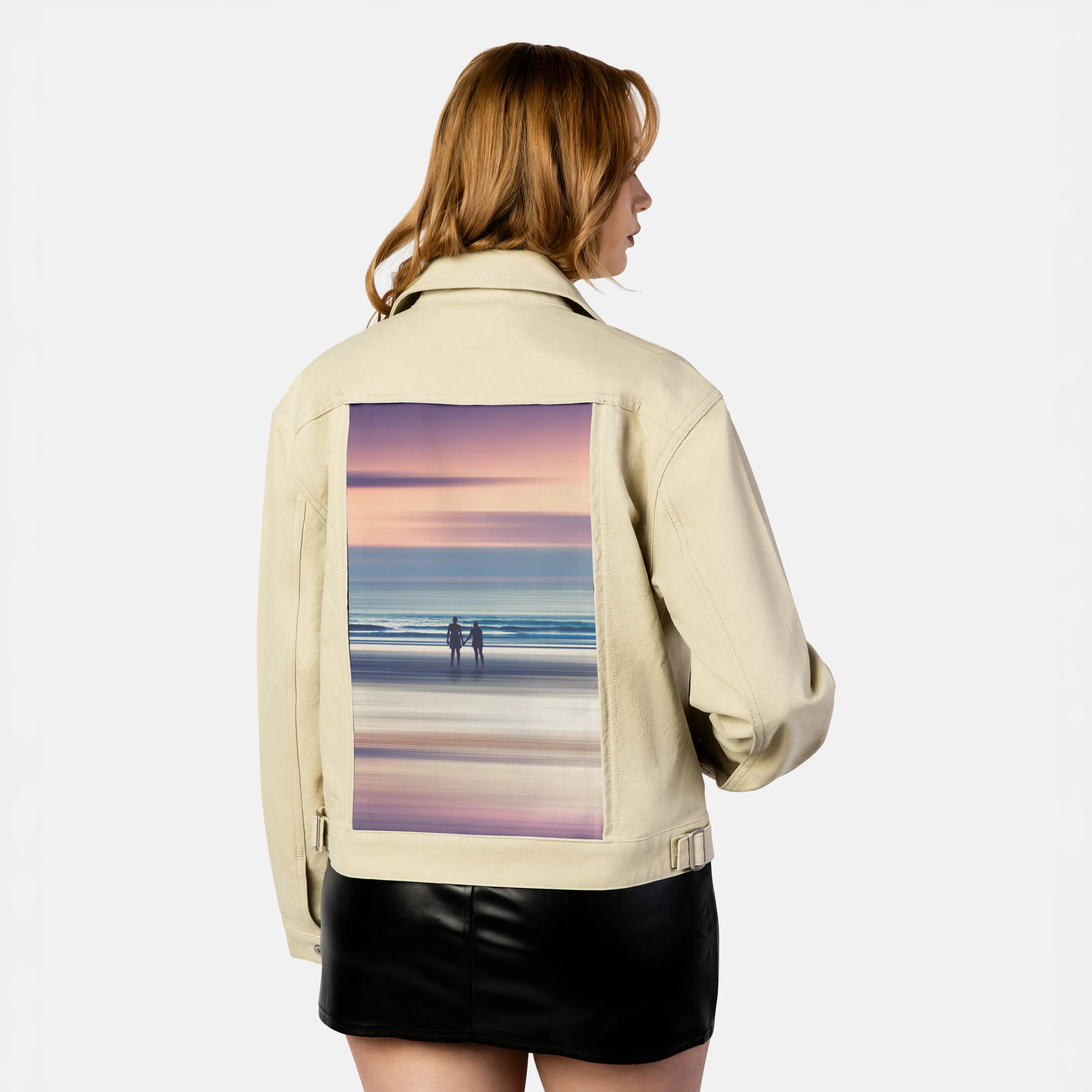sharingamoment patch on female atelier canvas jacket in tan