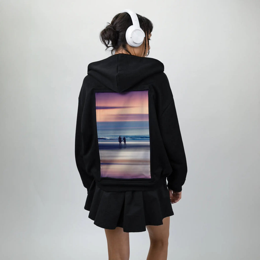sharingamoment patch on female essential zip hoodie in after hours