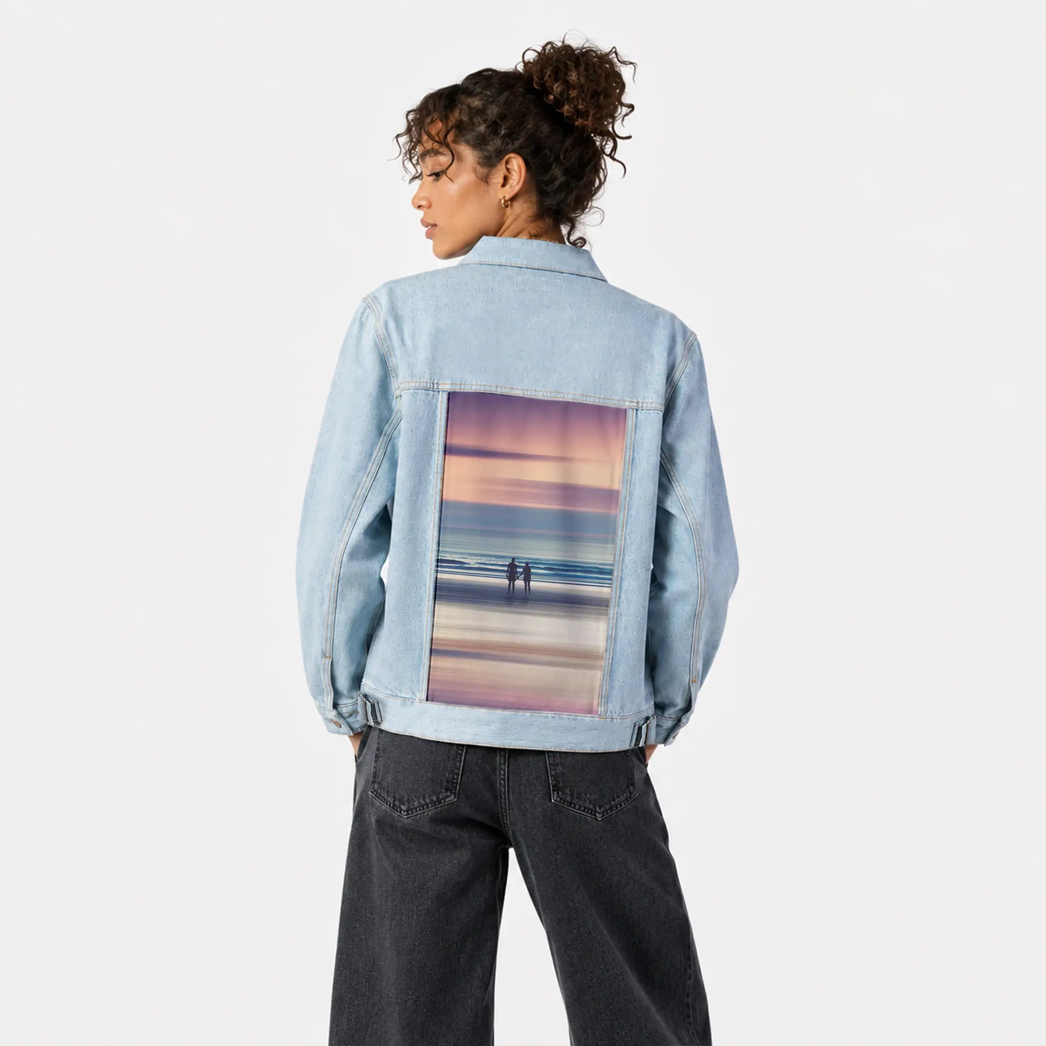 sharingamoment patch on female og denim jacket in oceanside