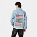 sharingamoment patch on male og denim jacket in oceanside