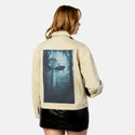 sharktaleii patch on female atelier canvas jacket in tan