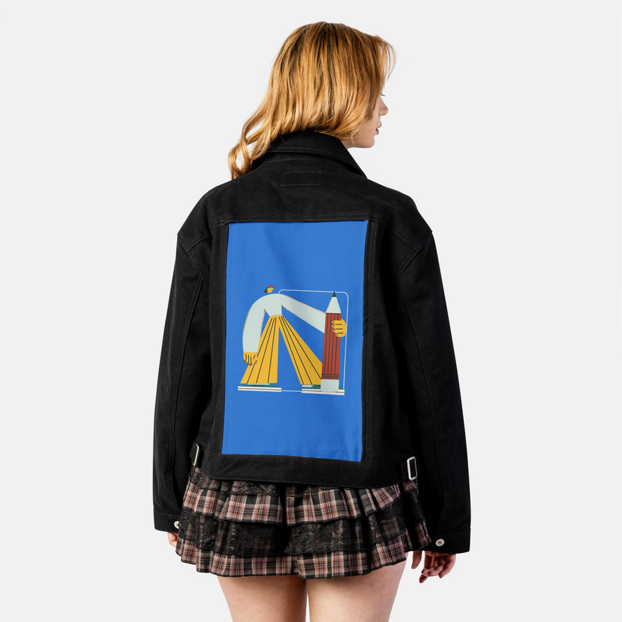 sharppencil patch on female atelier canvas jacket in nightfall