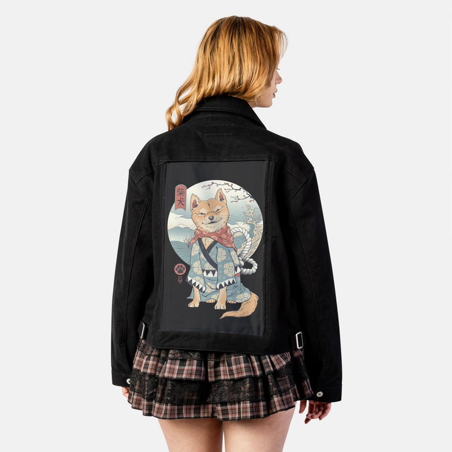 shibainjapan patch on female atelier canvas jacket in nightfall