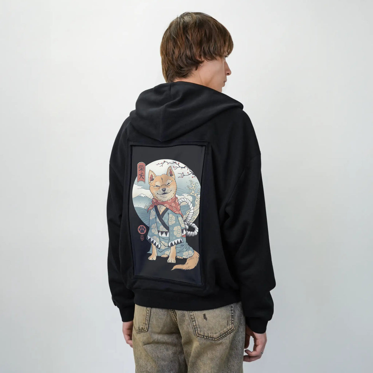 shibainjapan patch on male essential zip hoodie in after hours
