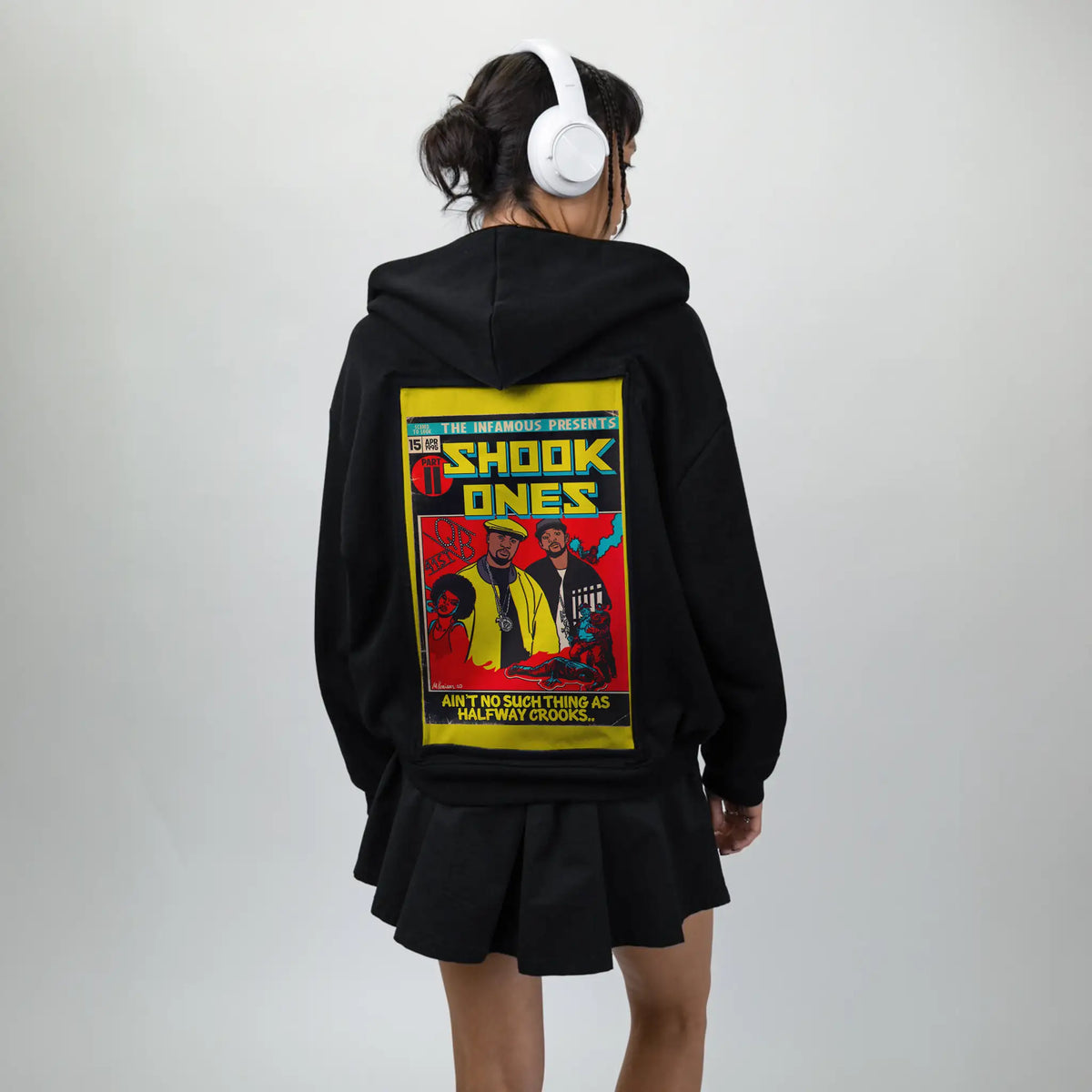 shookones patch on female essential zip hoodie in after hours