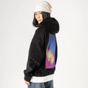 shootingstar patch on female retro cord hoodie in onyx