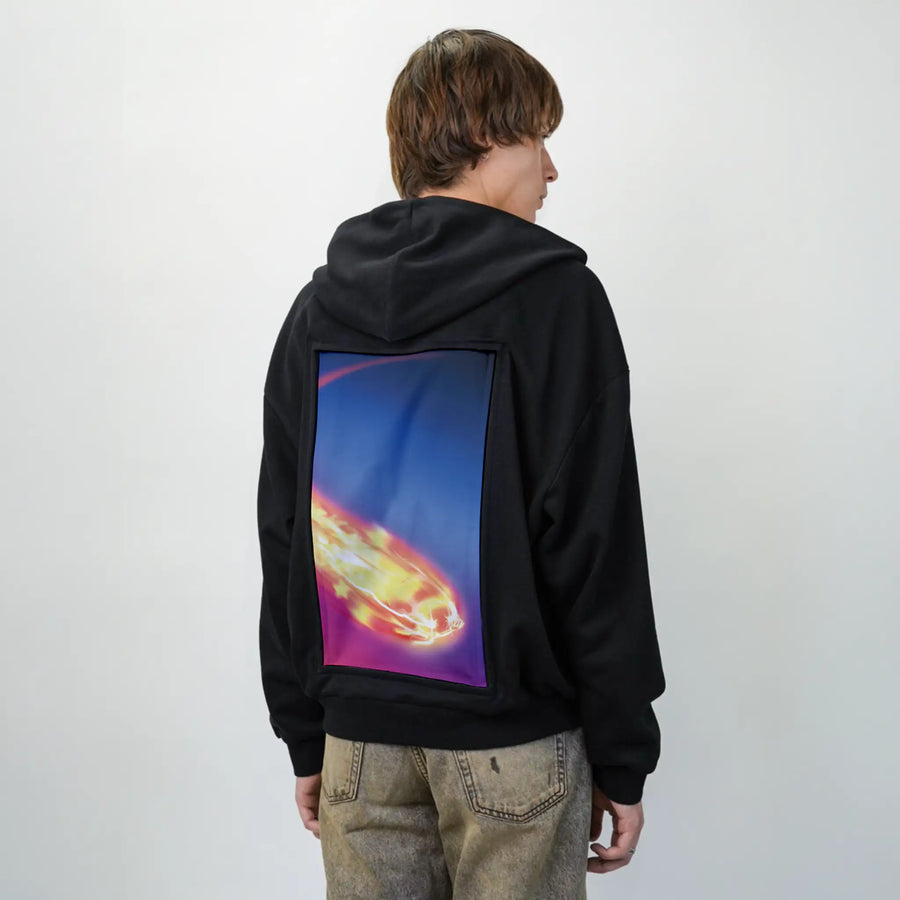shootingstar patch on male essential zip hoodie in after hours
