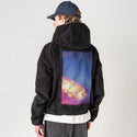 shootingstar patch on male retro cord hoodie in onyx