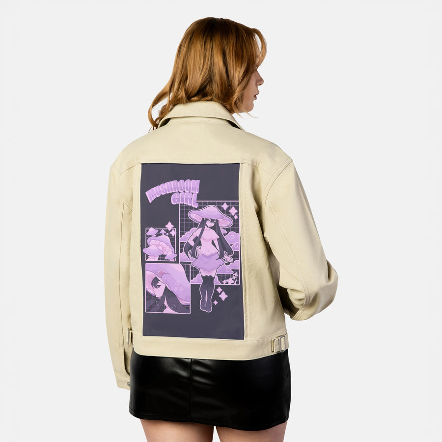 shroomcloudgirl patch on female atelier canvas jacket in tan