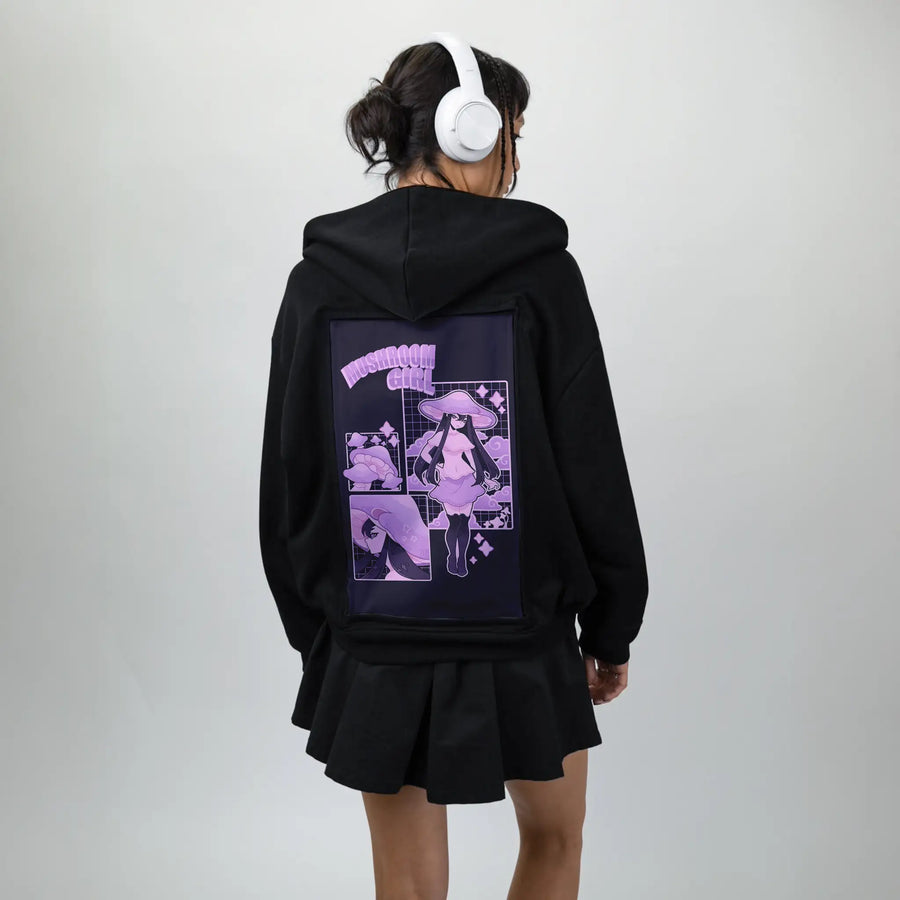 shroomcloudgirl patch on female essential zip hoodie in after hours