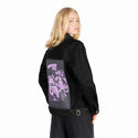 shroomcloudgirl patch on female og denim jacket in raven