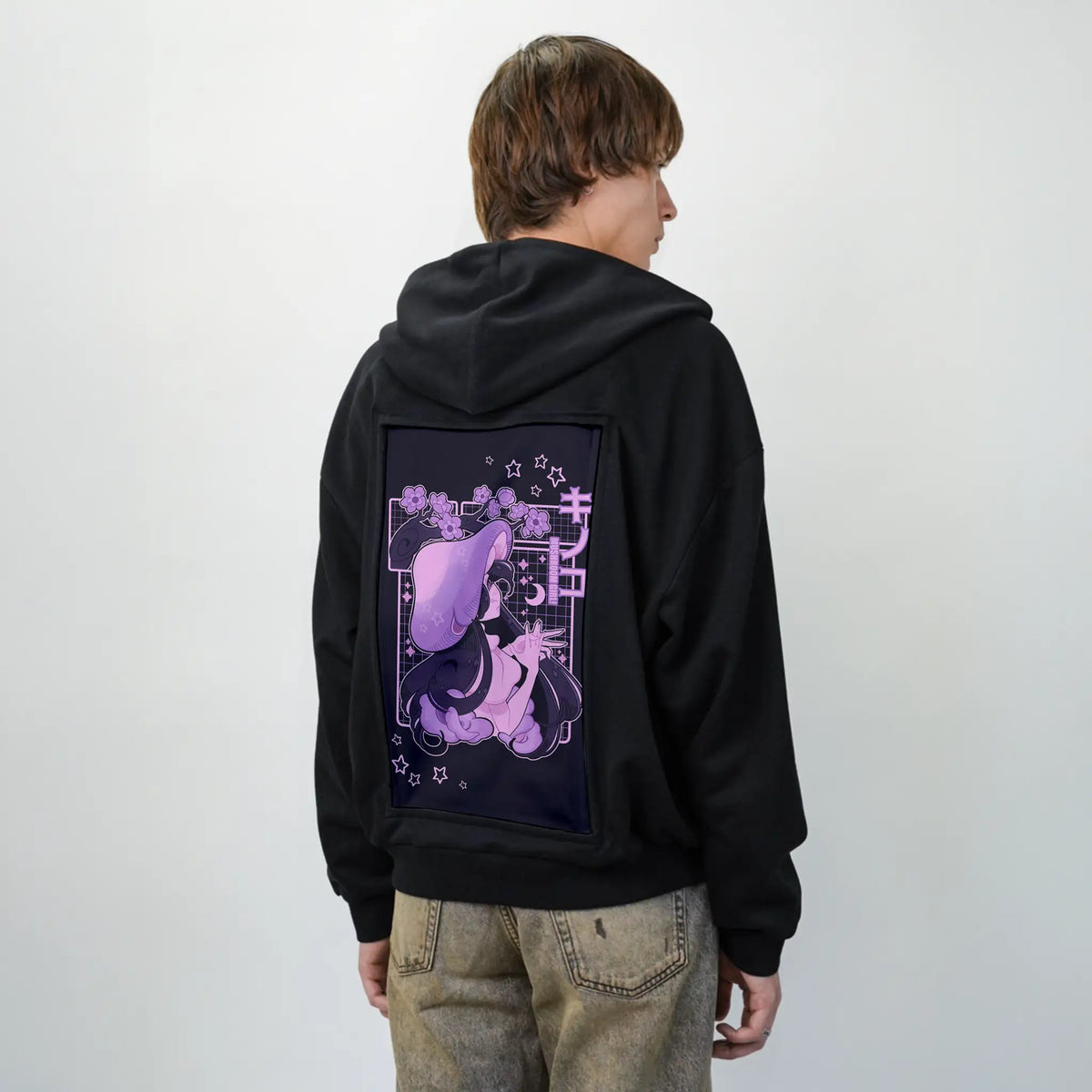 shroomfloralgirl patch on male essential zip hoodie in after hours