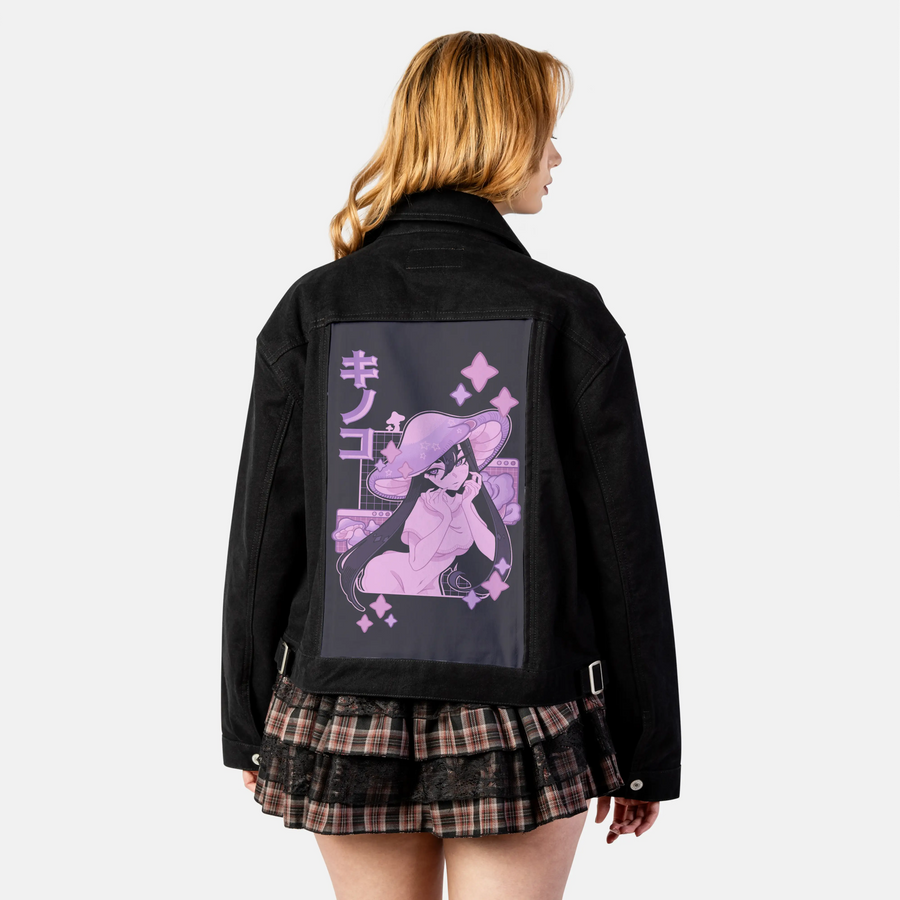 shroomstargirl patch on female atelier canvas jacket in nightfall