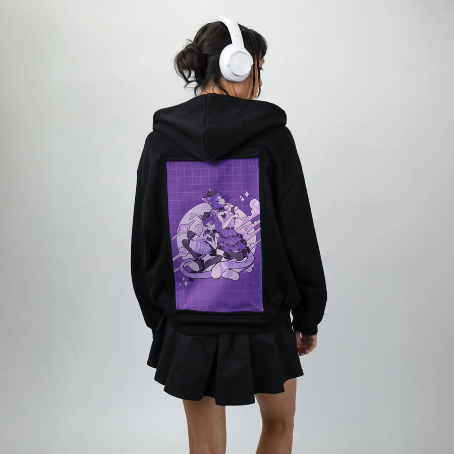sisters patch on female essential zip hoodie in after hours
