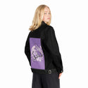 sisters patch on female og denim jacket in raven