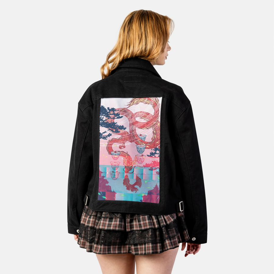 sixofcups patch on female atelier canvas jacket in nightfall