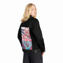 sixofcups patch on female og denim jacket in raven
