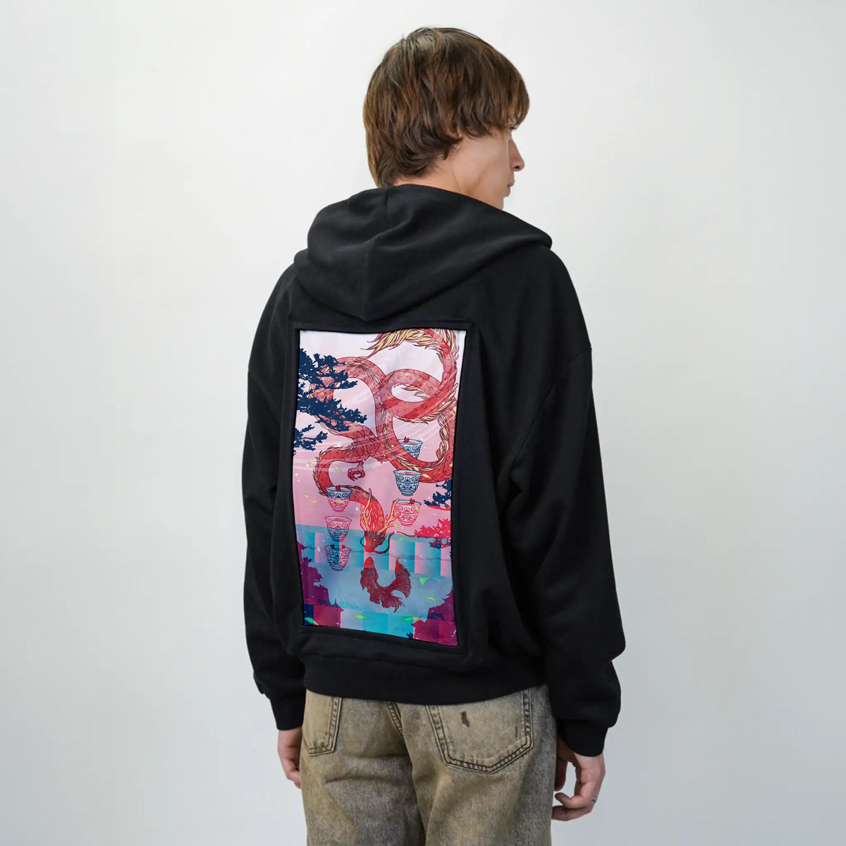 sixofcups patch on male essential zip hoodie in after hours