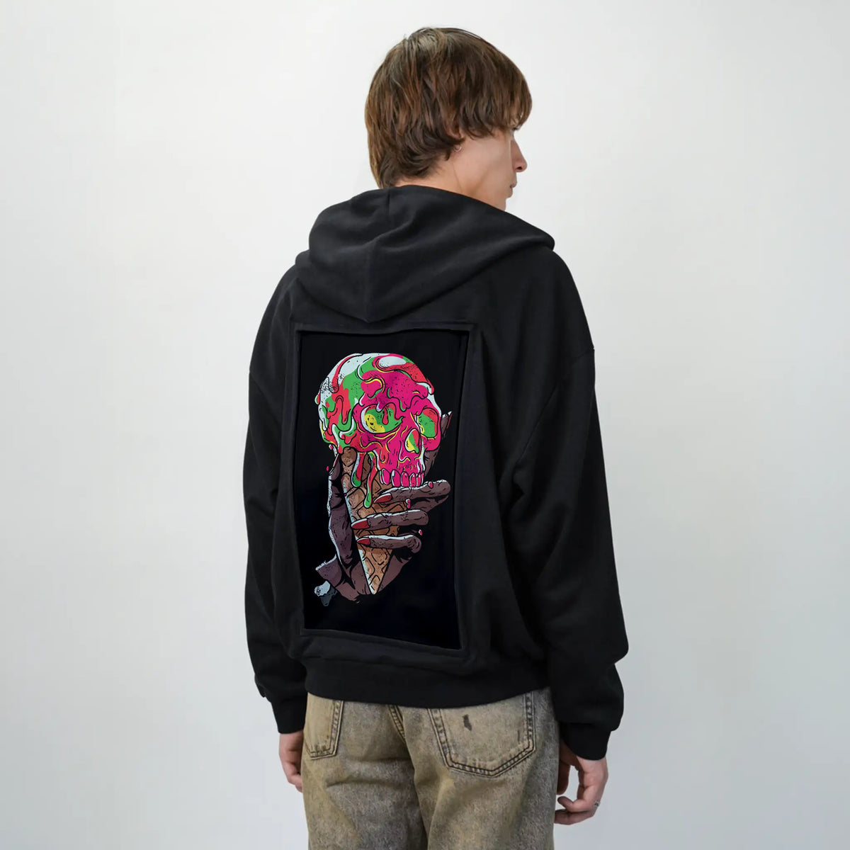 skeletalscoop patch on male essential zip hoodie in after hours