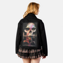 skullwithfly patch on female atelier canvas jacket in nightfall