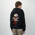 skullwithfly patch on male essential zip hoodie in after hours