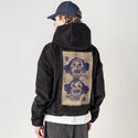 smilelive patch on male retro cord hoodie in onyx