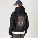 snakeanubis patch on male retro cord hoodie in onyx