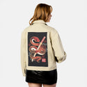 snakesamurai patch on female atelier canvas jacket in tan