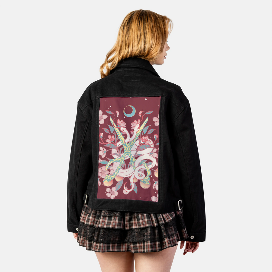 snakesandshears patch on female atelier canvas jacket in nightfall