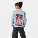 snakesandshears patch on female og denim jacket in oceanside
