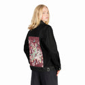snakesandshears patch on female og denim jacket in raven