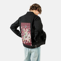snakesandshears patch on male og denim jacket in raven