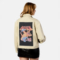 socialmediaattack patch on female atelier canvas jacket in tan