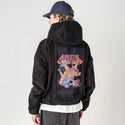 socialmediaattack patch on male retro cord hoodie in onyx