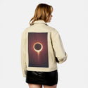 solareclipse patch on female atelier canvas jacket in tan